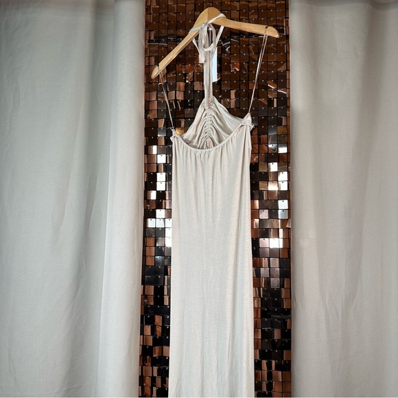 Torn By RONNY KOBO Darlene Ruched Stretch-jersey Halterneck Dress In Beige Large - Picture 5 of 14